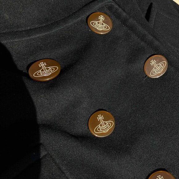 Vivienne Westwood Red Label Black Wool Pea Coat Jacket Size 3 M L (See Details) - Picture 6 of 12
